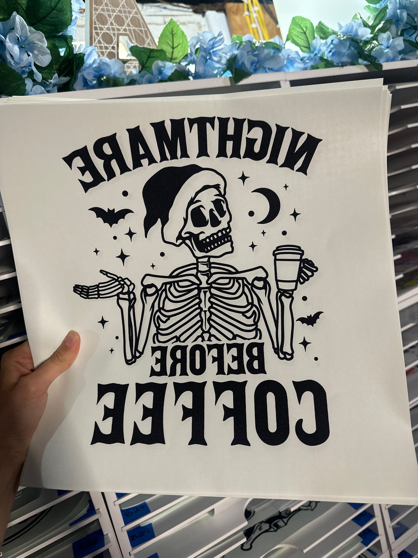 SINGLE COLOR SCREEN PRINTS - NIGHTMARE BEFORE COFFEE - M 54