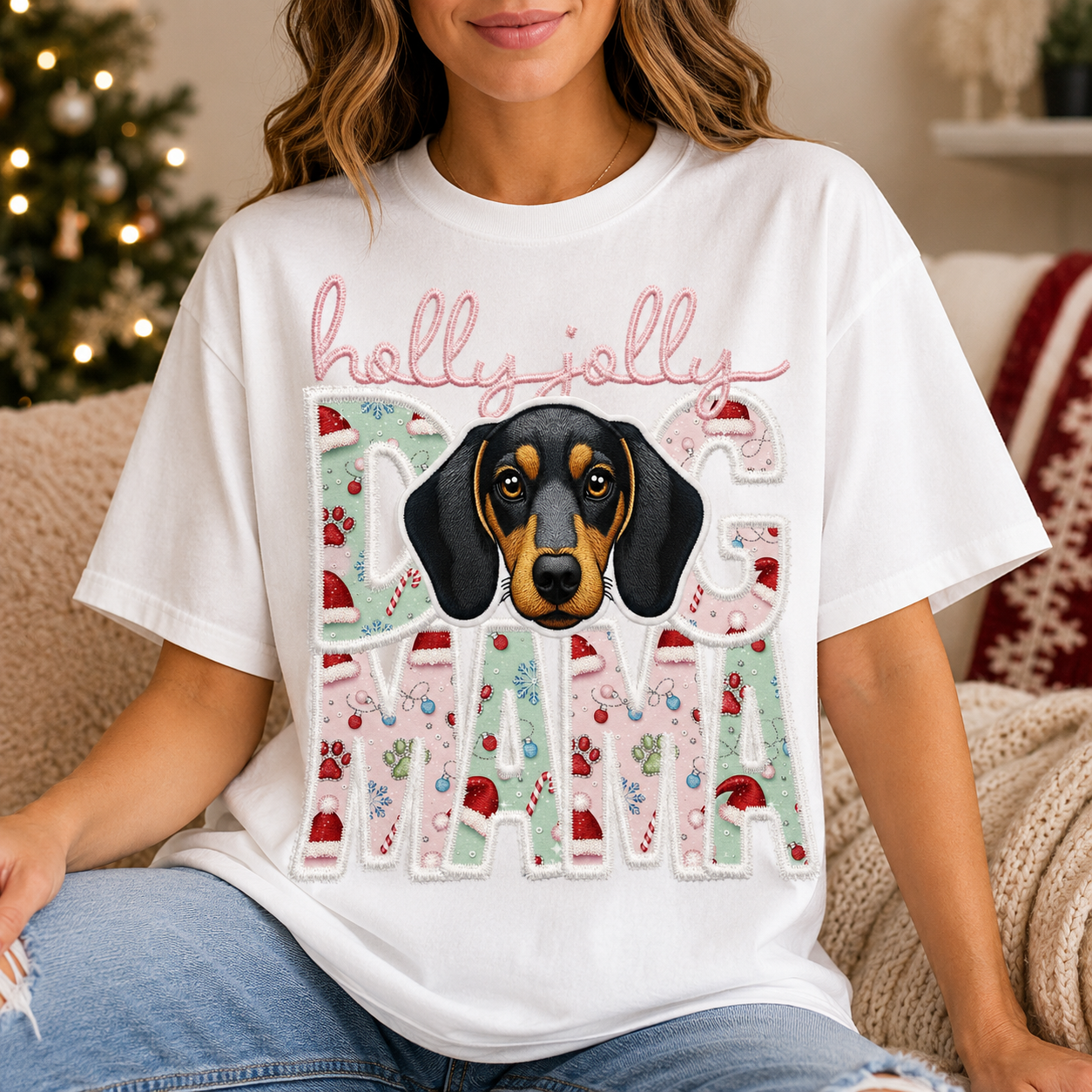 11” DTF - Holly Jolly Dog mama