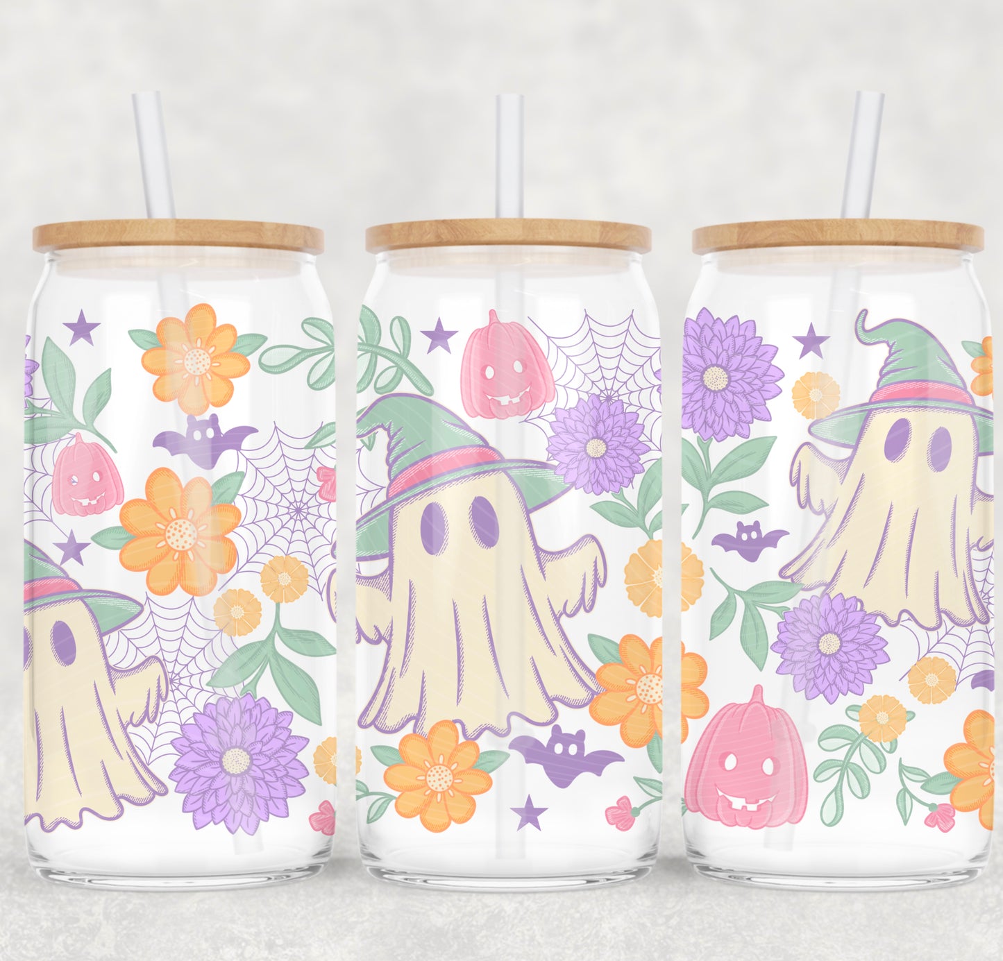 16oz - UV DTF WRAP - FLORAL GHOST