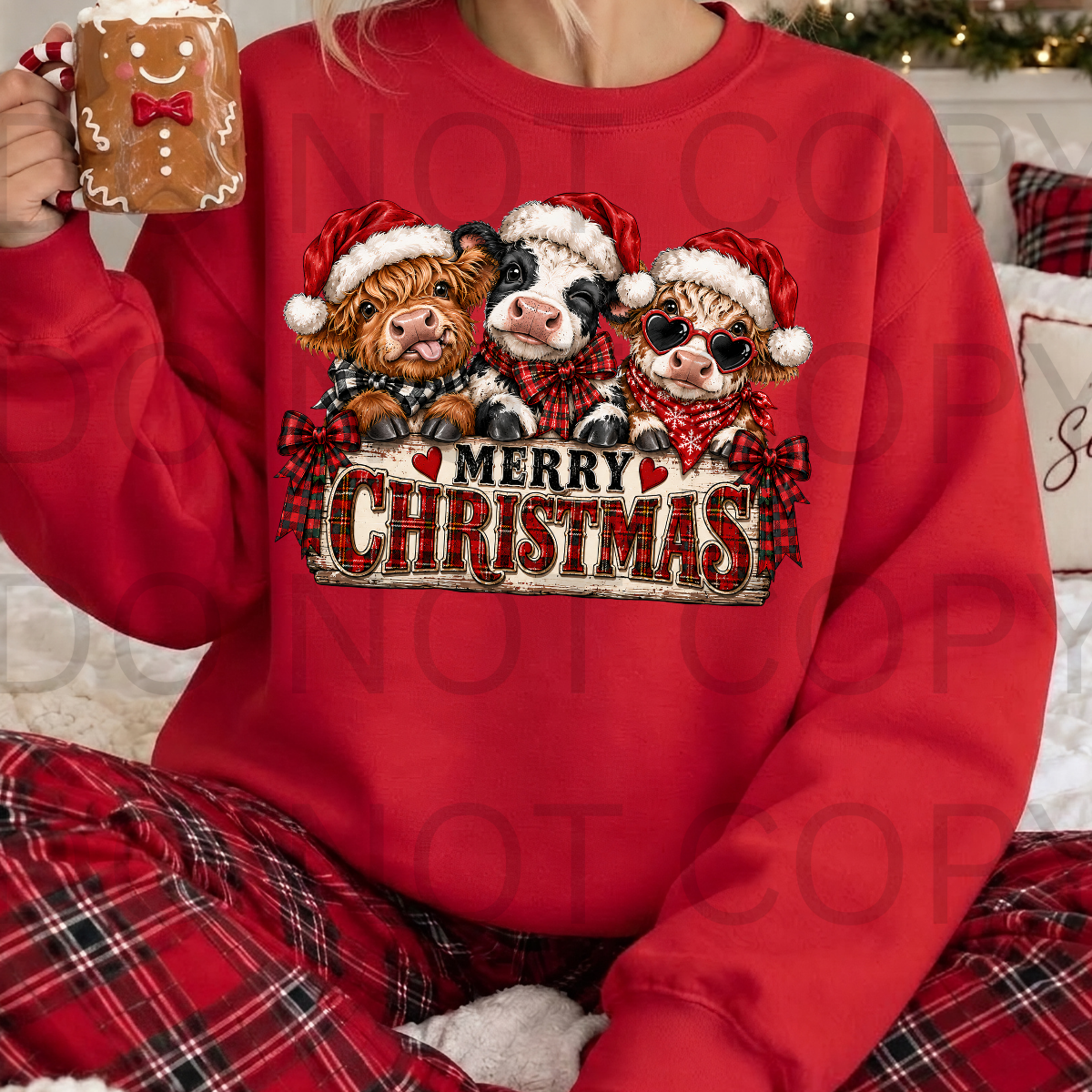 WHOLESALE DTF - COW MERRY CHRISTMAS - 195