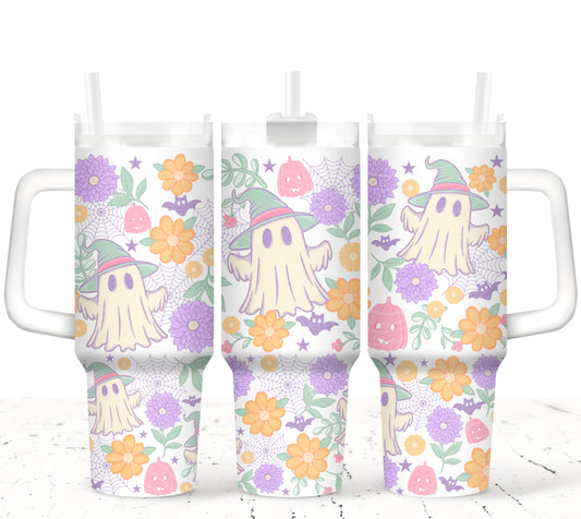 40oz- UV DTF WRAP - FLORAL GHOST