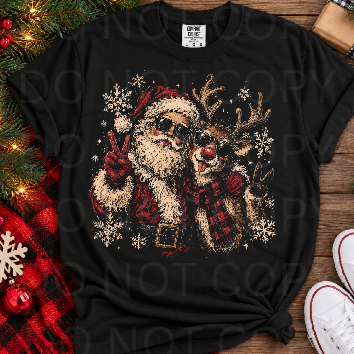 WHOLESALE DTF - HALFTONE DEER AND SANTA - 144