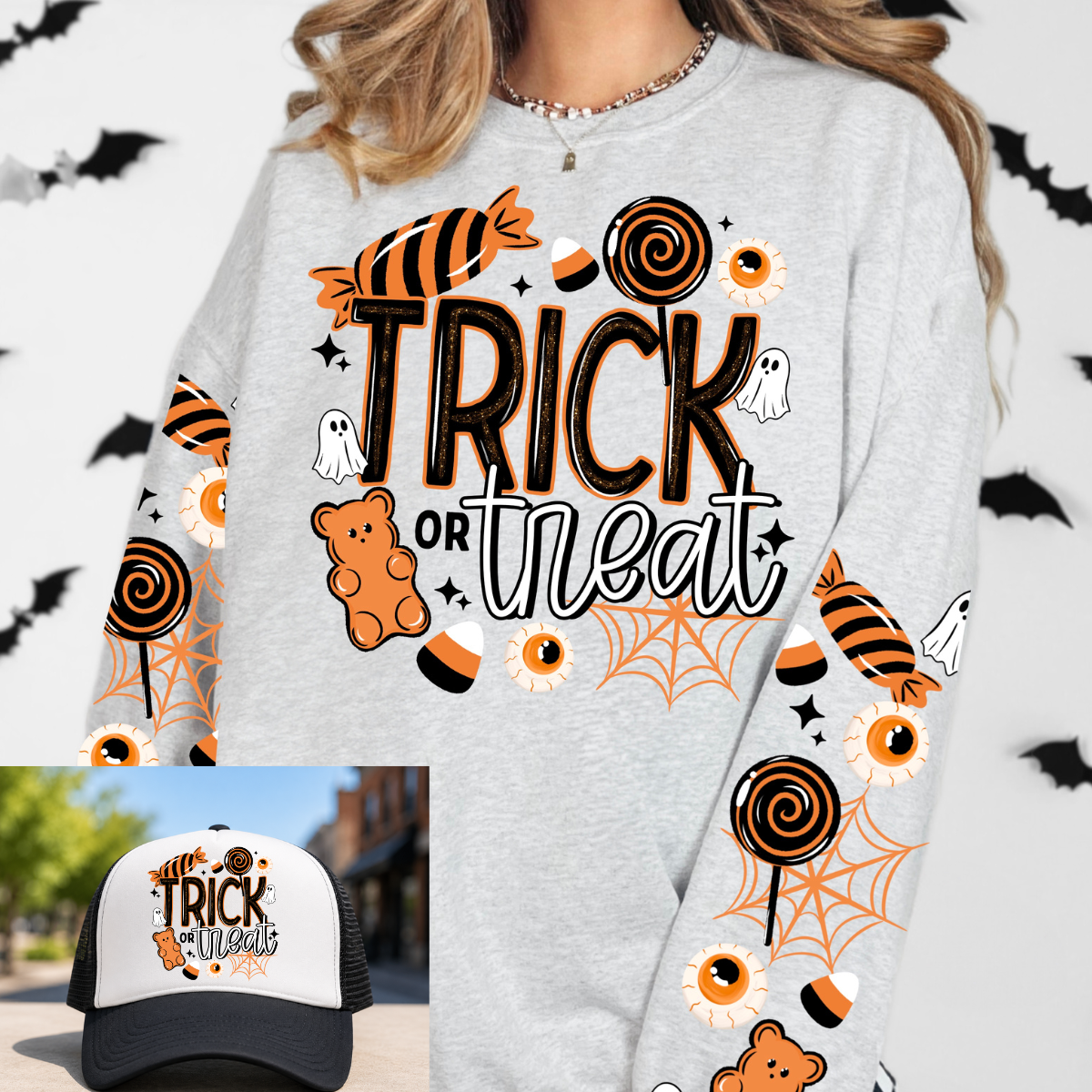 12" DTF, MATCHING SLEEVE, & HAT - TRICK OR TREAT