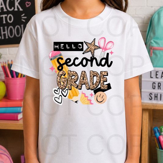 9" DTF - HELLO SECOND GRADE