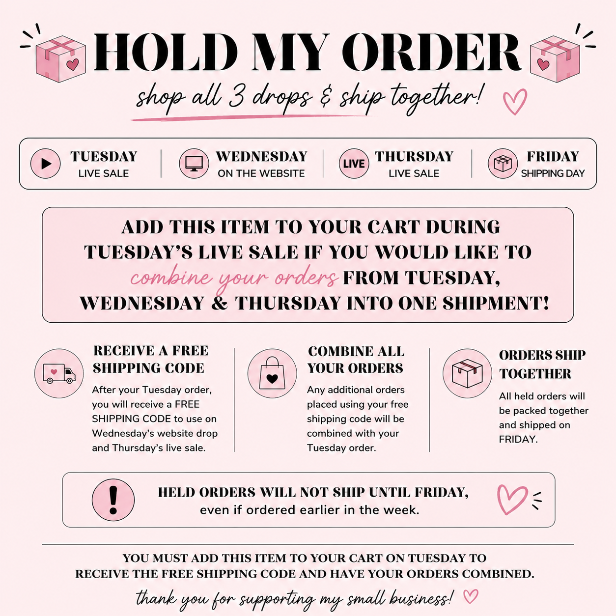 HOLD MY ORDER (Shop all 3 drops with 1 shipping price)