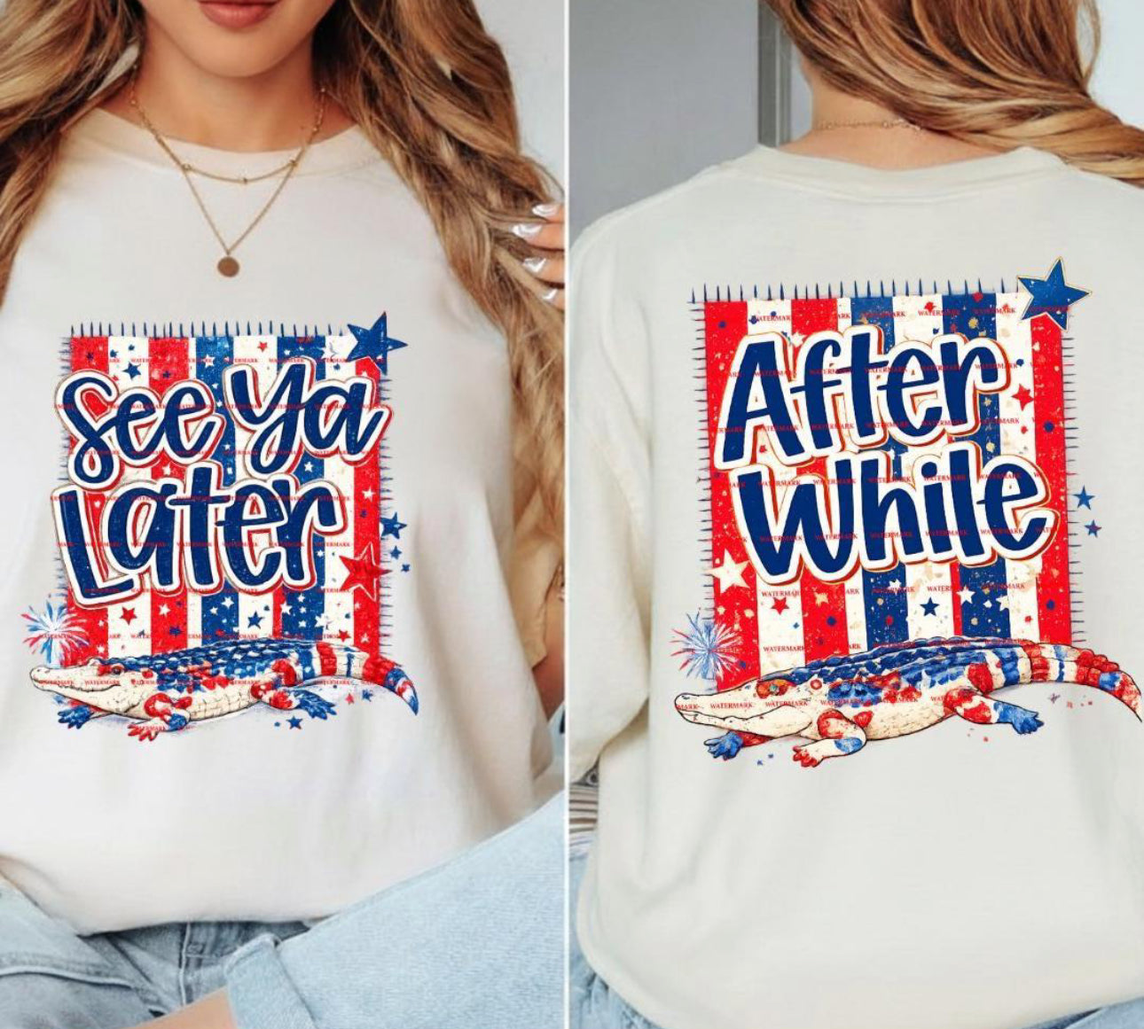 See ya & After while DTF prints. Front and back