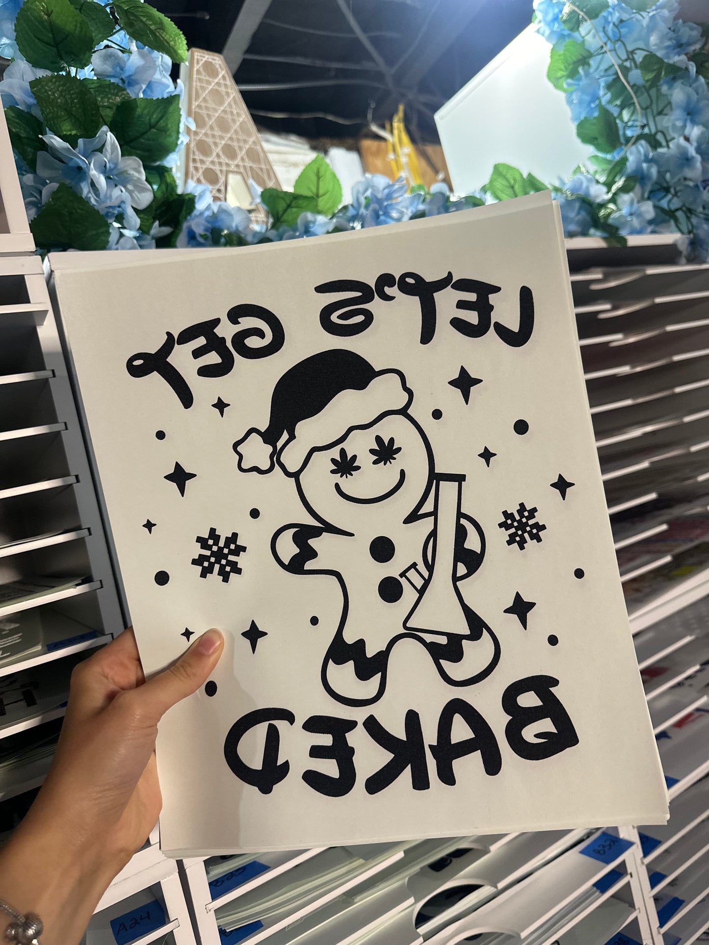 SINGLE COLOR SCREEN PRINT - LETS GET B A K E D - M 28