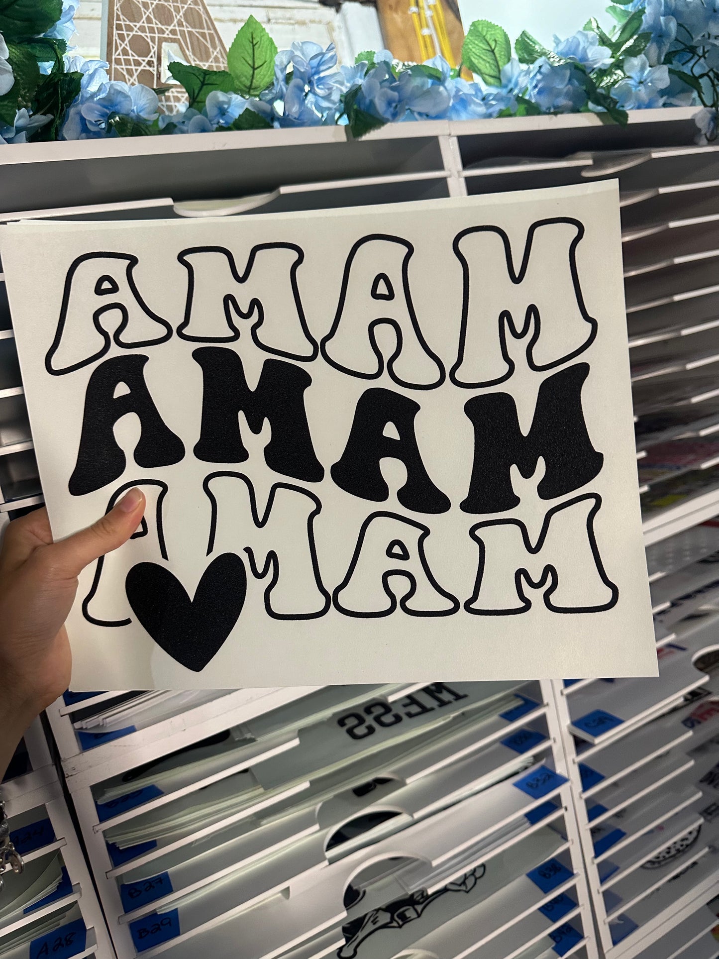 SINGLE COLOR SCREEN PRINT TRANSFER - MAMA STACKED - M 71