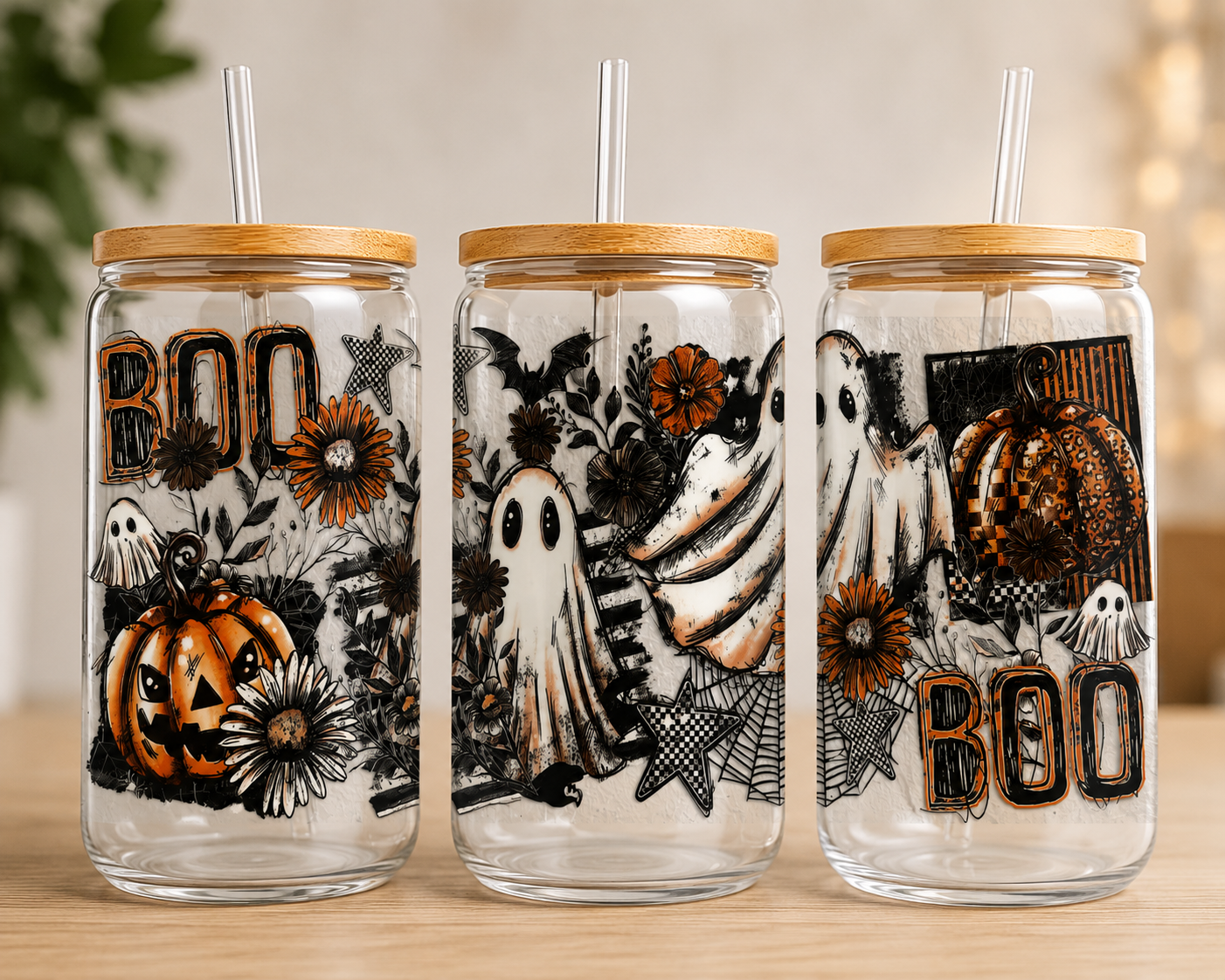16oz UV CUP WRAP - FLOWER GHOST