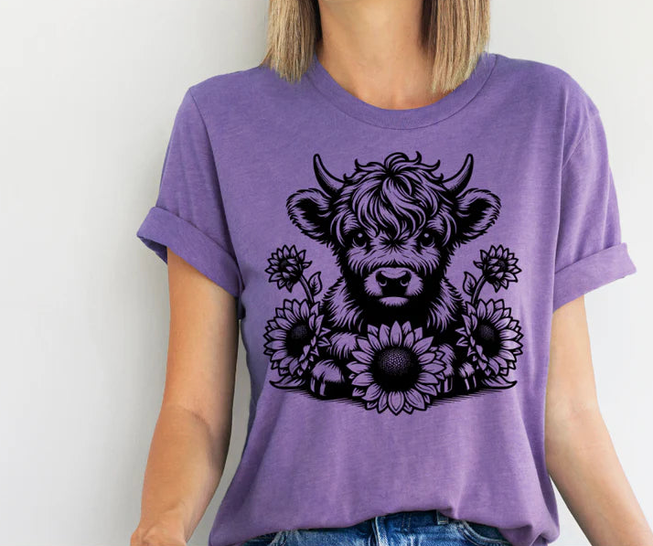 SINGLE COLOR SCREEN PRINT - COW SUNFLOWER M5