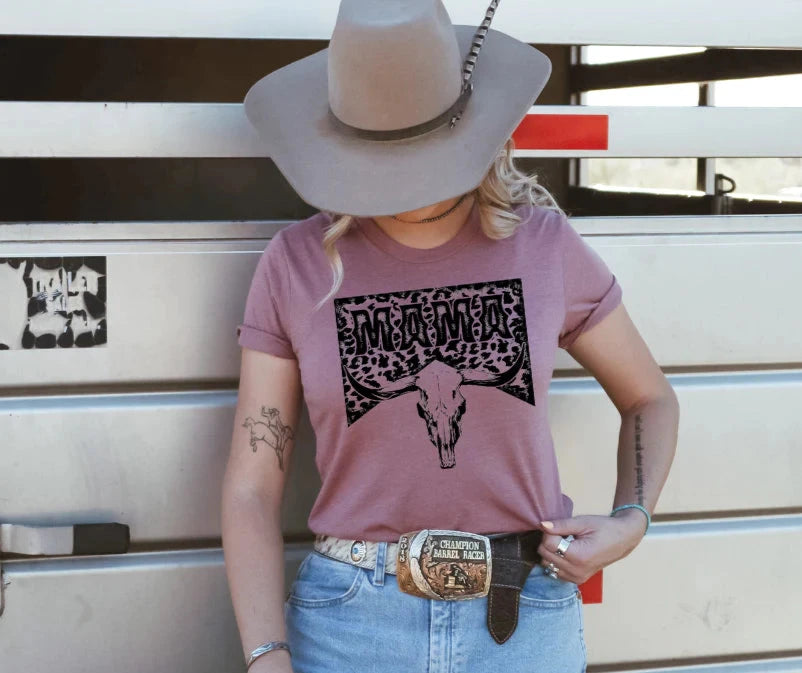 SINGLE COLOR SCREEN PRINT - MAMA WESTERN SKULL M19